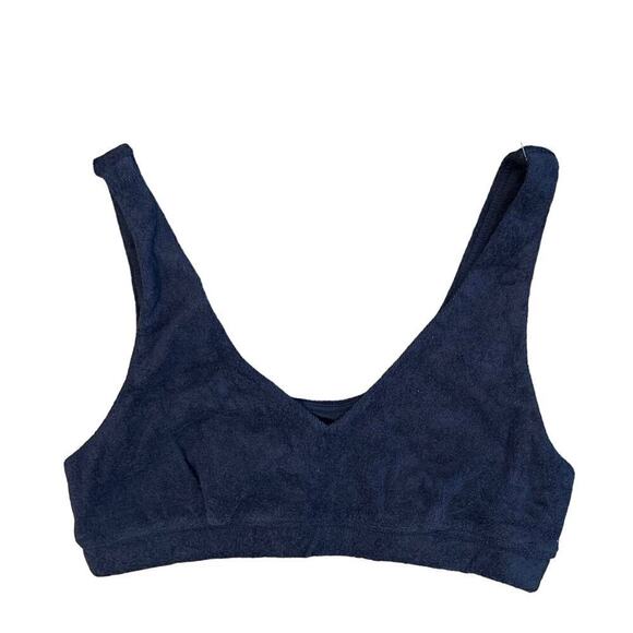 NWT OFFLINE By Aerie Terry Cloth Bralette In Navy Blue Size Small - Picture 1 of 4